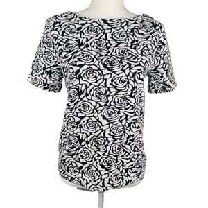 Philosophy Medium Black White Rose Floral Top Cottage, Fairy, Chic, Business